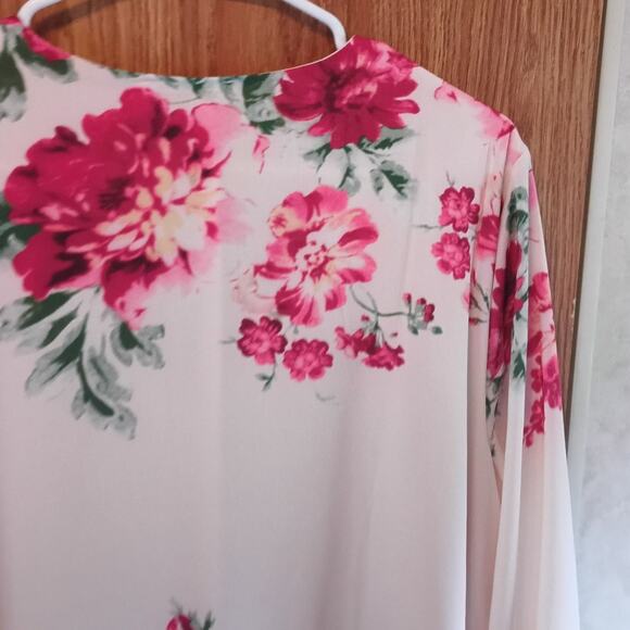 Umgee Floral Tunic Dress Pink Rose Print Loose Sheath Boho Cottage Size Medium - Picture 8 of 10